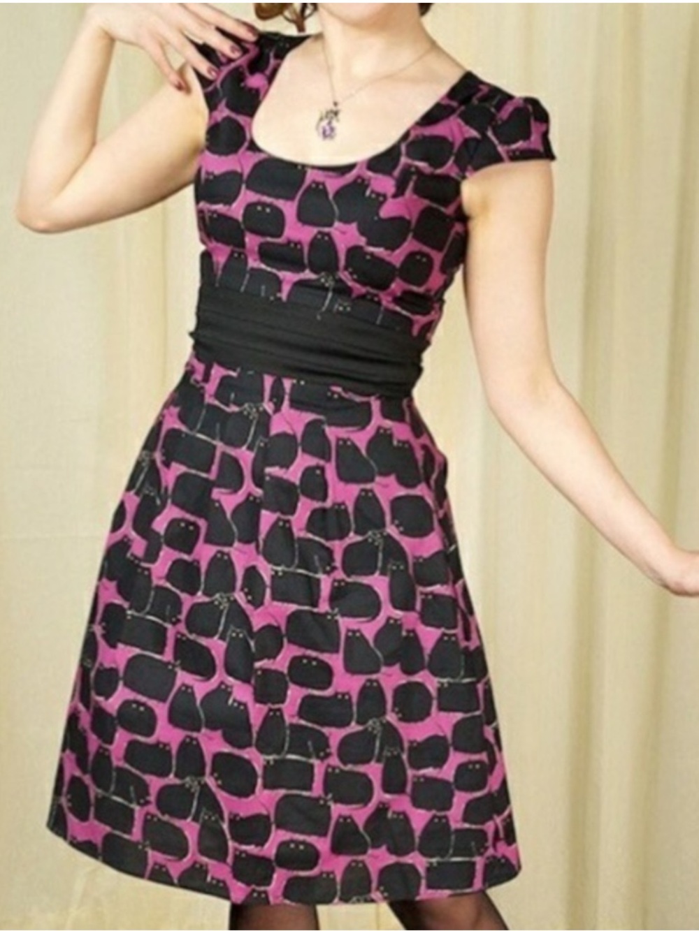 Folter Hocus Pocus Cat Print Dress - Size Medium